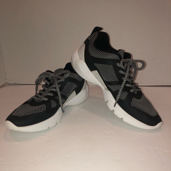 ZARA sneakers blk/wht tubular like sole 37/6-6.5 - Picture 1 of 9